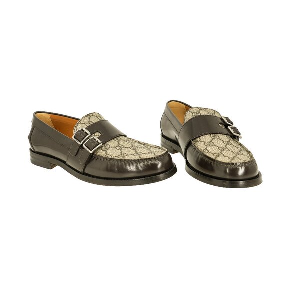 Gucci Other - Gucci Men's GG Supreme and Leather Double Buckle Loafers